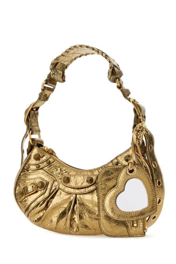 BALENCIAGA | Gold nappa leather Le Cagole XS shoulder bag