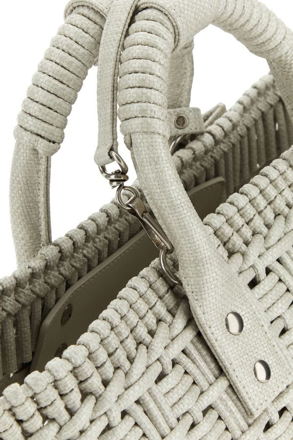 BALENCIAGA | Sand raffia Bistro XS handbag