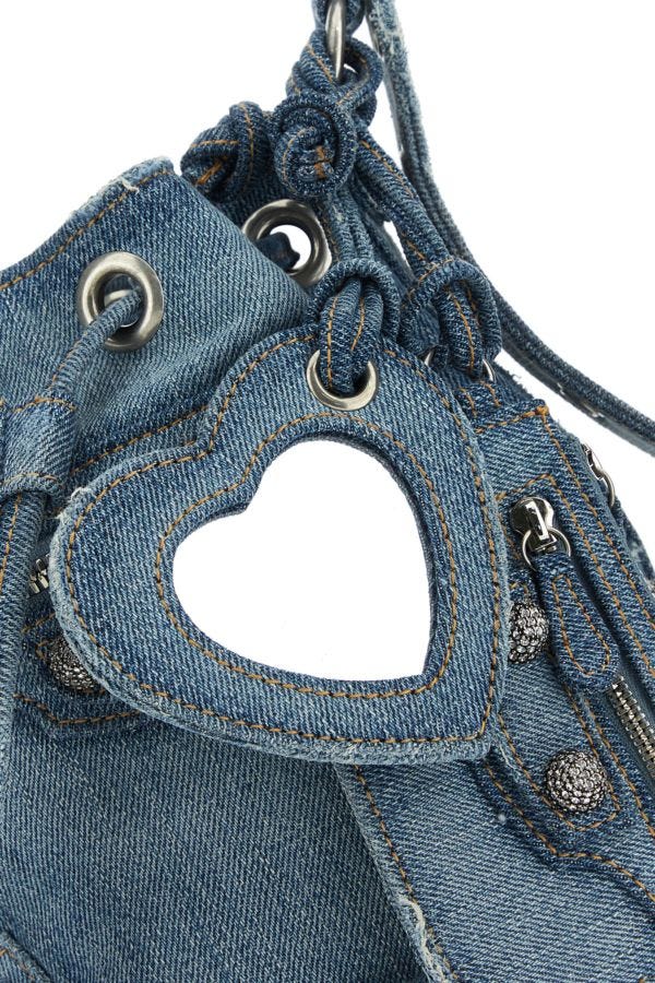 BALENCIAGA | Denim Le Cagole XS bucket bag