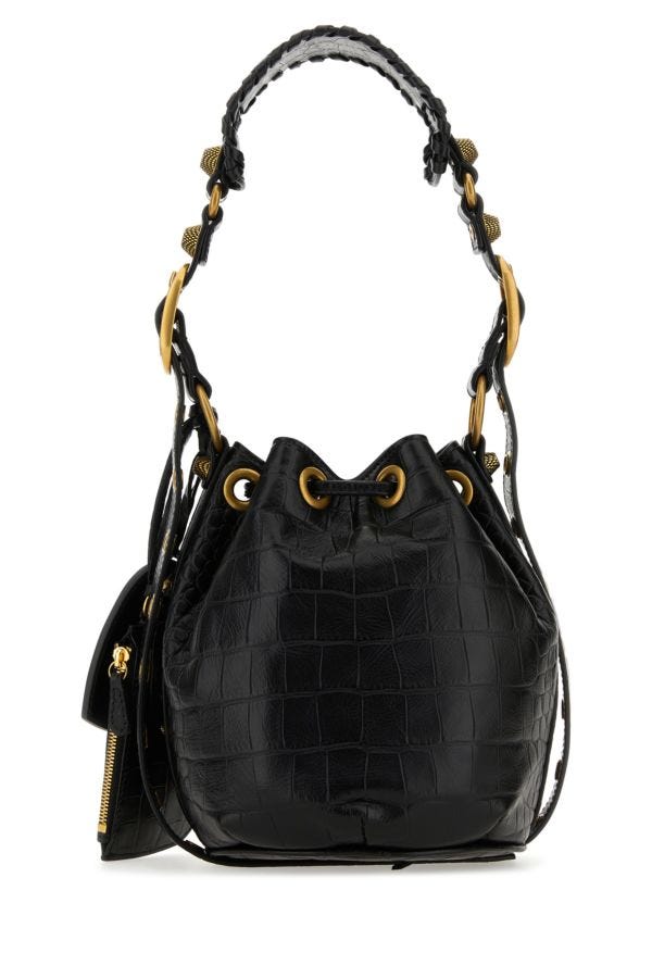 BALENCIAGA | Black leather Le Cagole XS bucket bag