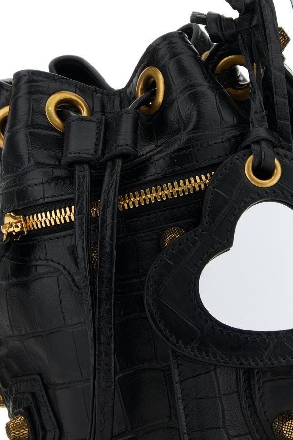 BALENCIAGA | Black leather Le Cagole XS bucket bag