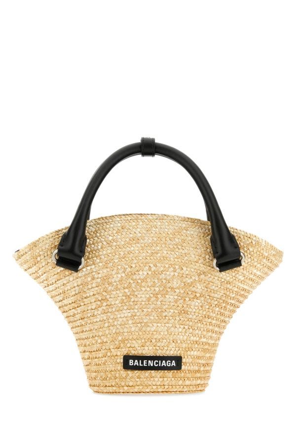 BALENCIAGA | Straw mini Beach handbag
