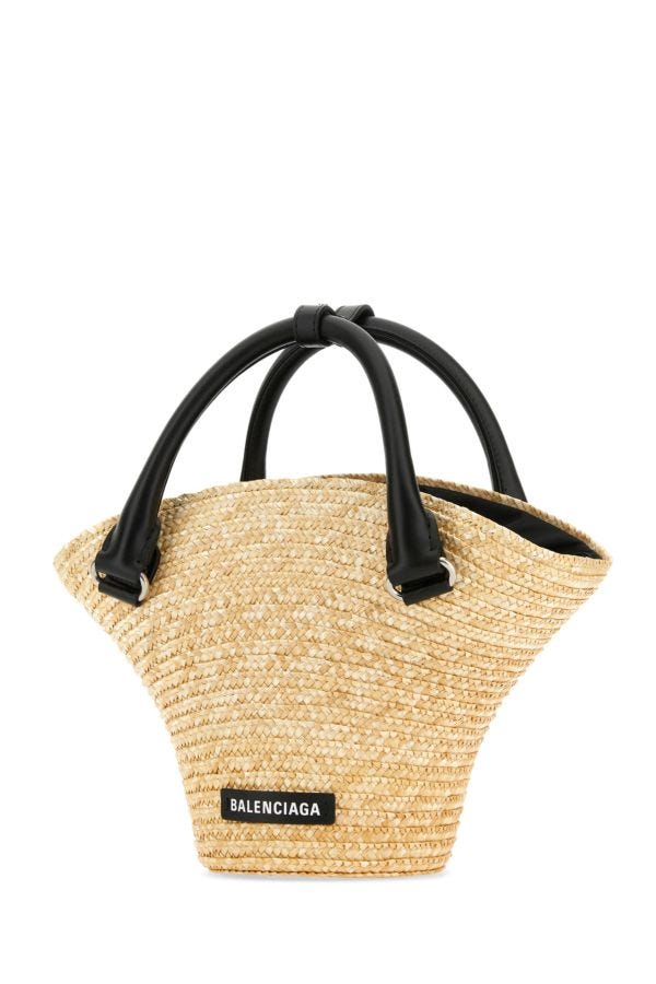 BALENCIAGA | Straw mini Beach handbag