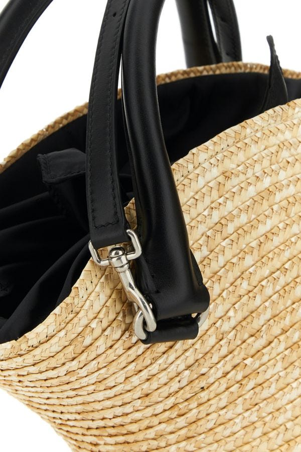 BALENCIAGA | Straw mini Beach handbag