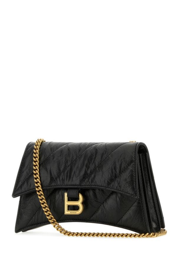BALENCIAGA | Black leather Crush XS shoulder bag