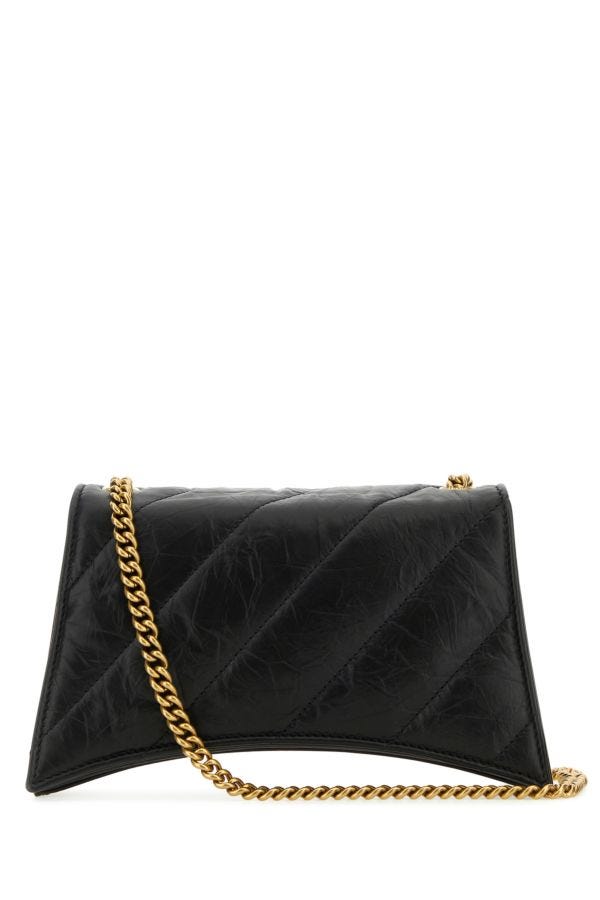 BALENCIAGA | Black leather Crush XS shoulder bag