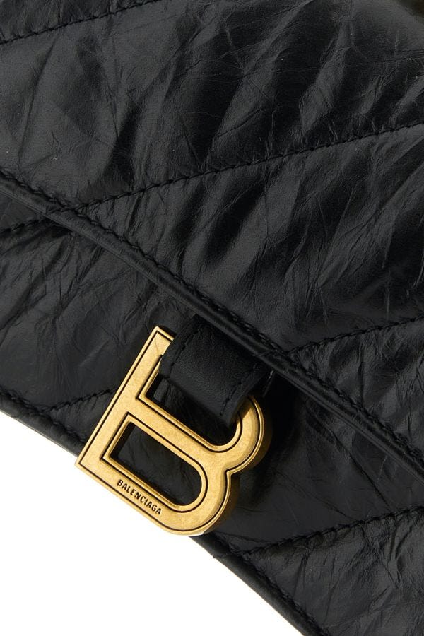 BALENCIAGA | Black leather Crush XS shoulder bag