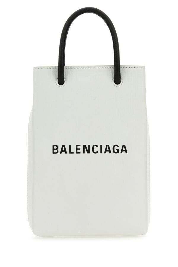 BALENCIAGA | White leather phone case