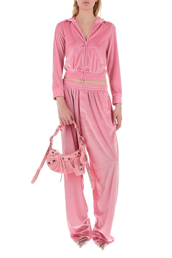 BALENCIAGA | Pink stretch velvet baggy pant