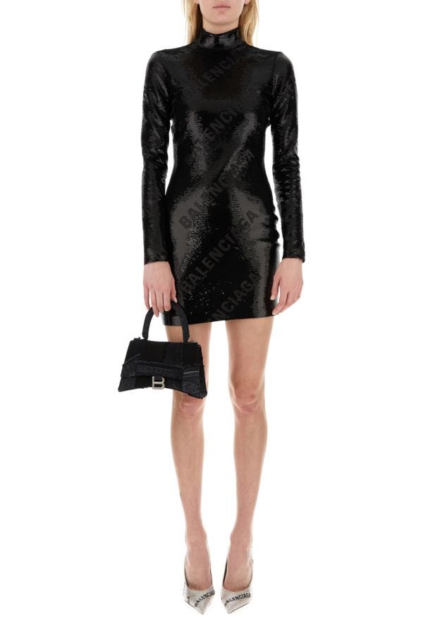 BALENCIAGA | Black sequins mini dress