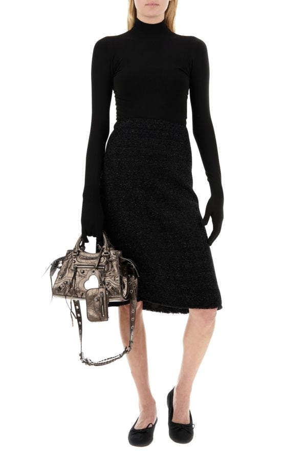 BALENCIAGA | Black stretch nylon sweater