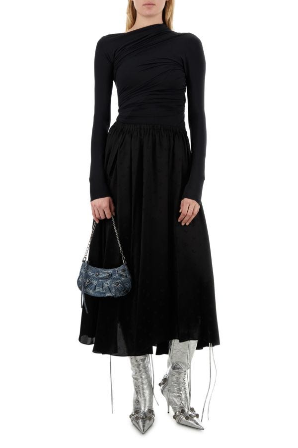 BALENCIAGA | Black stretch cupro blend top