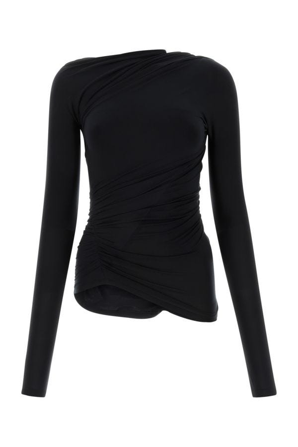 BALENCIAGA | Black stretch cupro blend top
