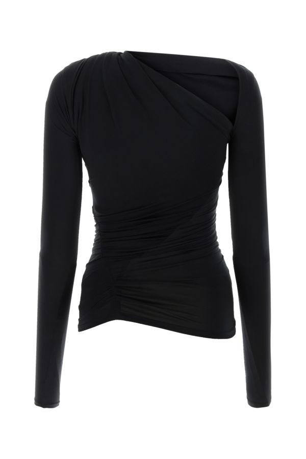 BALENCIAGA | Black stretch cupro blend top