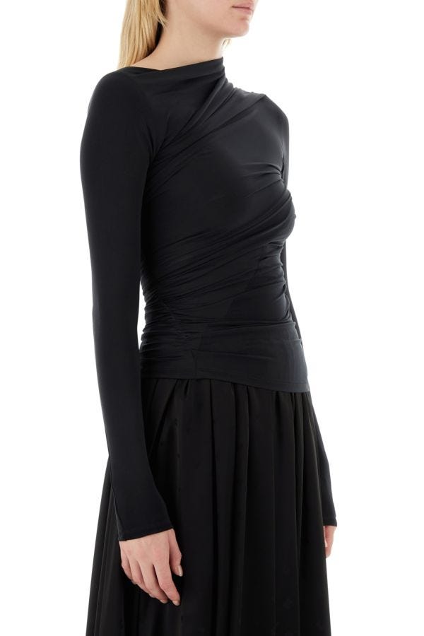 BALENCIAGA | Black stretch cupro blend top