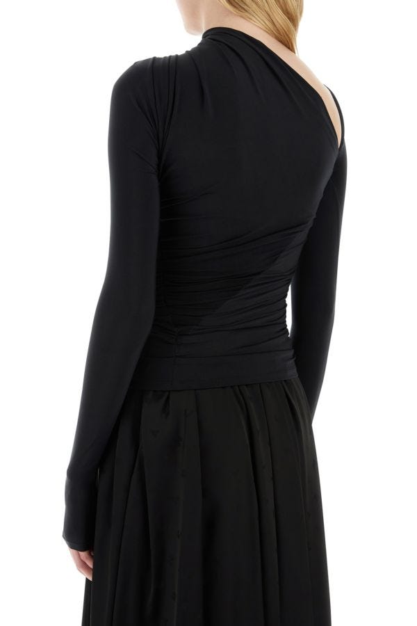 BALENCIAGA | Black stretch cupro blend top
