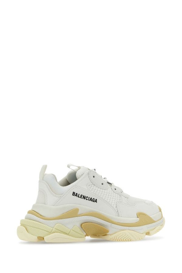 BALENCIAGA | White fabric and synthetic leather Triple S sneakers