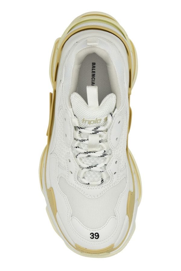 BALENCIAGA | White fabric and synthetic leather Triple S sneakers