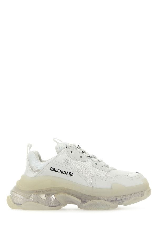 BALENCIAGA | White synthetic leather and fabric Triple S sneakers