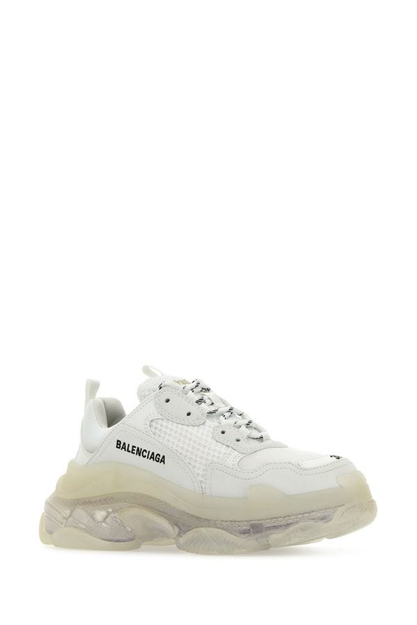 BALENCIAGA | White synthetic leather and fabric Triple S sneakers