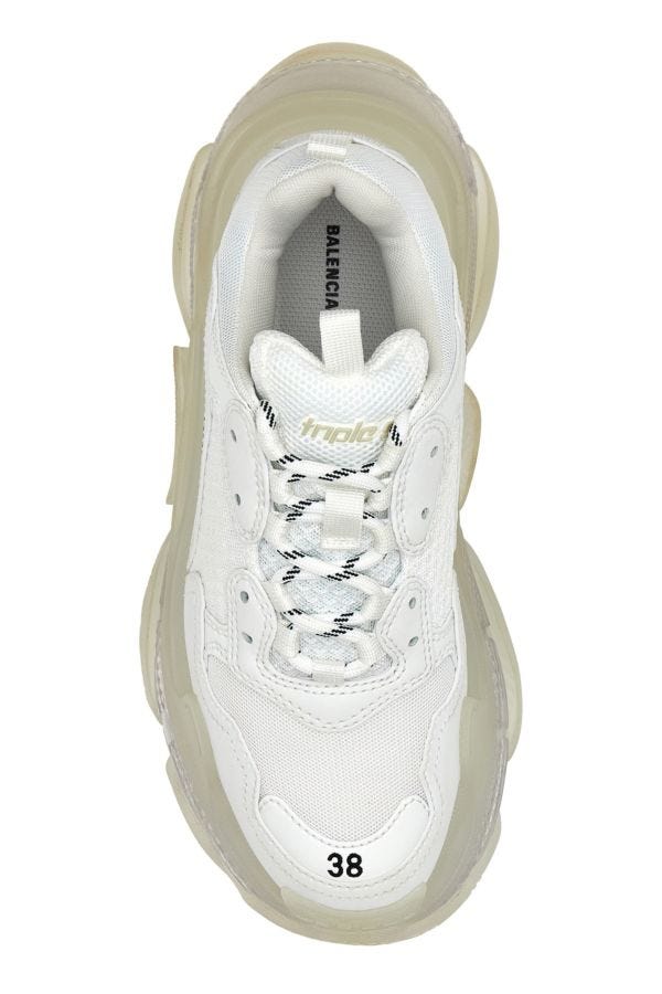 BALENCIAGA | White synthetic leather and fabric Triple S sneakers