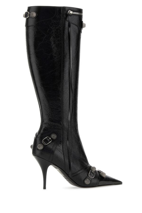BALENCIAGA | Black leather Cagole boots