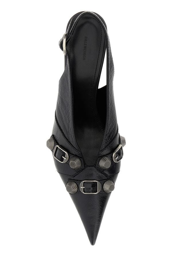BALENCIAGA | Black leather Cagole pumps