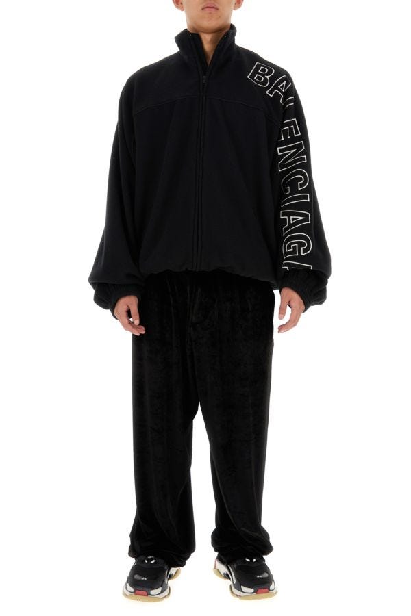 BALENCIAGA | Black stretch velvet baggy pant