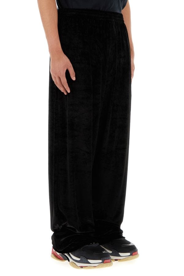 BALENCIAGA | Black stretch velvet baggy pant
