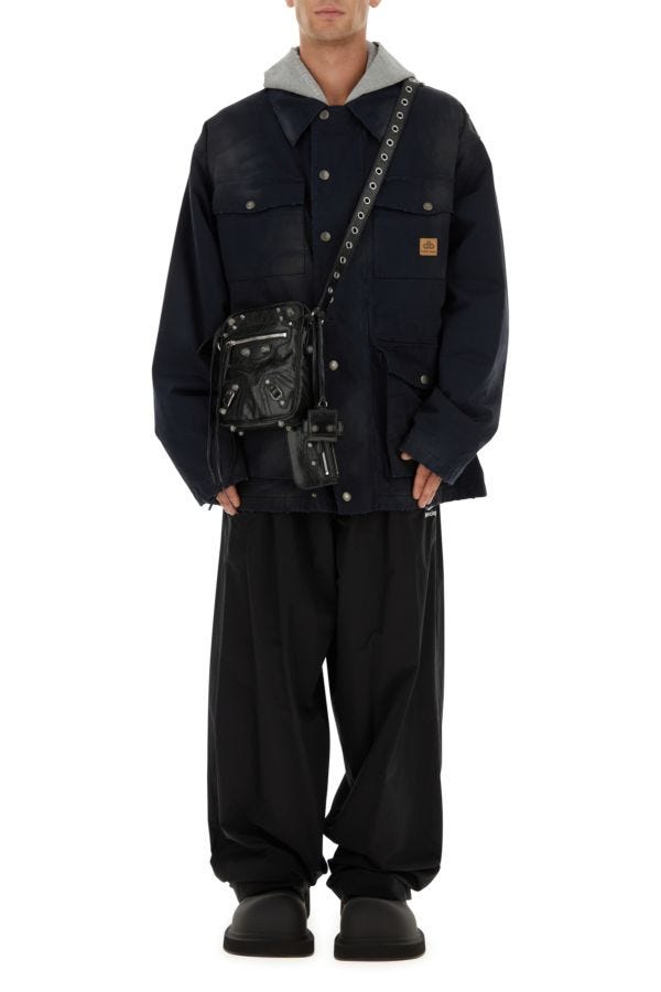 BALENCIAGA | Black leather Le Cagole Men crossbody bag