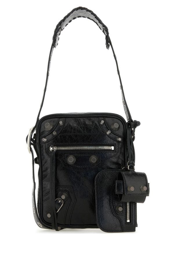 BALENCIAGA | Black leather Le Cagole Men crossbody bag