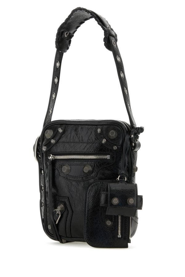 BALENCIAGA | Black leather Le Cagole Men crossbody bag