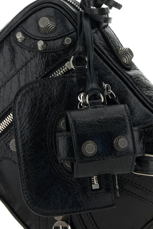 BALENCIAGA | Black leather Le Cagole Men crossbody bag