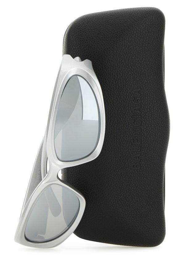 BALENCIAGA | Silver acetate Swift Oval sunglasses