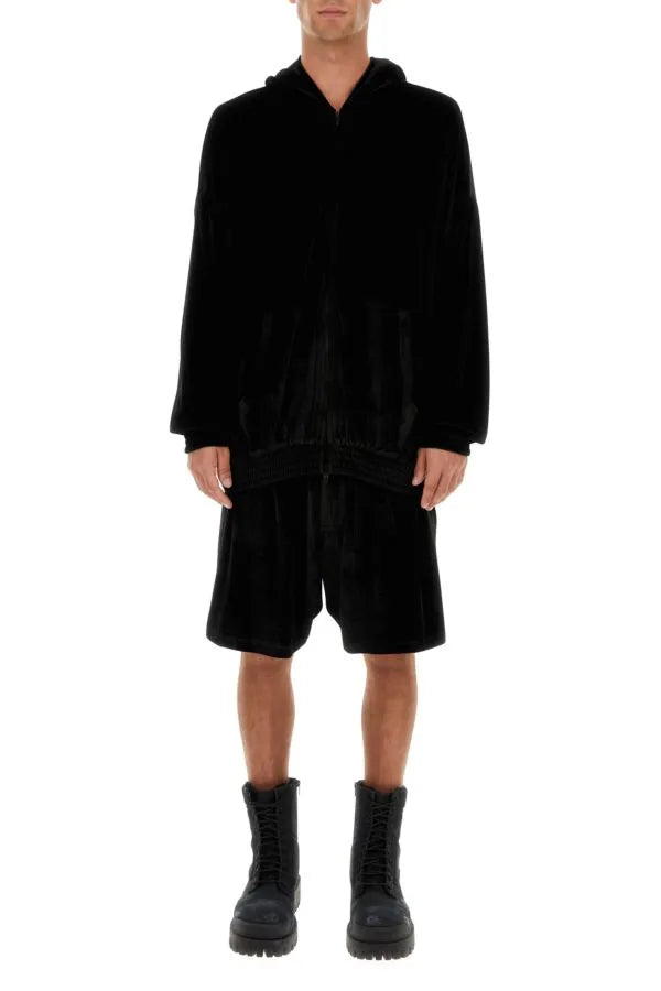 Balenciaga | ブラック ベルベット オーバーサイズ スウェットシャツ