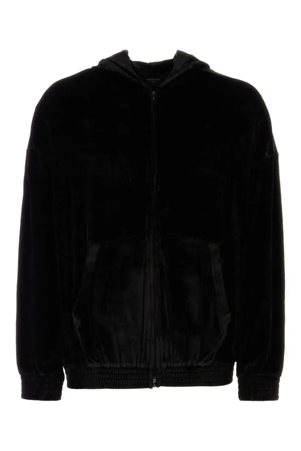 Balenciaga | ブラック ベルベット オーバーサイズ スウェットシャツ