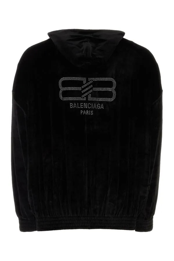 Balenciaga | ブラック ベルベット オーバーサイズ スウェットシャツ