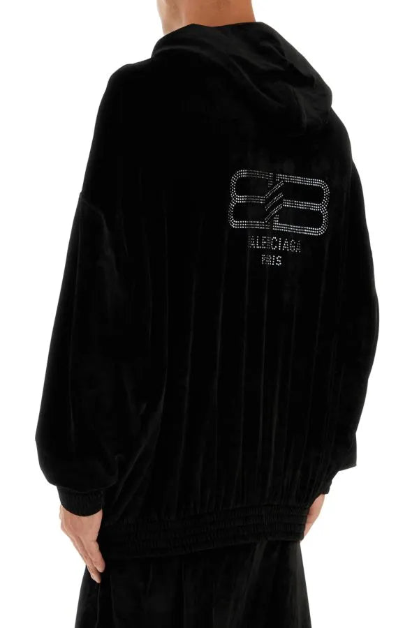 Balenciaga | ブラック ベルベット オーバーサイズ スウェットシャツ