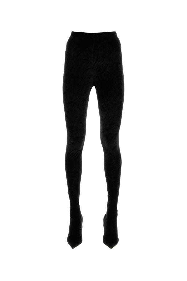 BALENCIAGA | Black fluid velvet jersey Knife pantaleggings