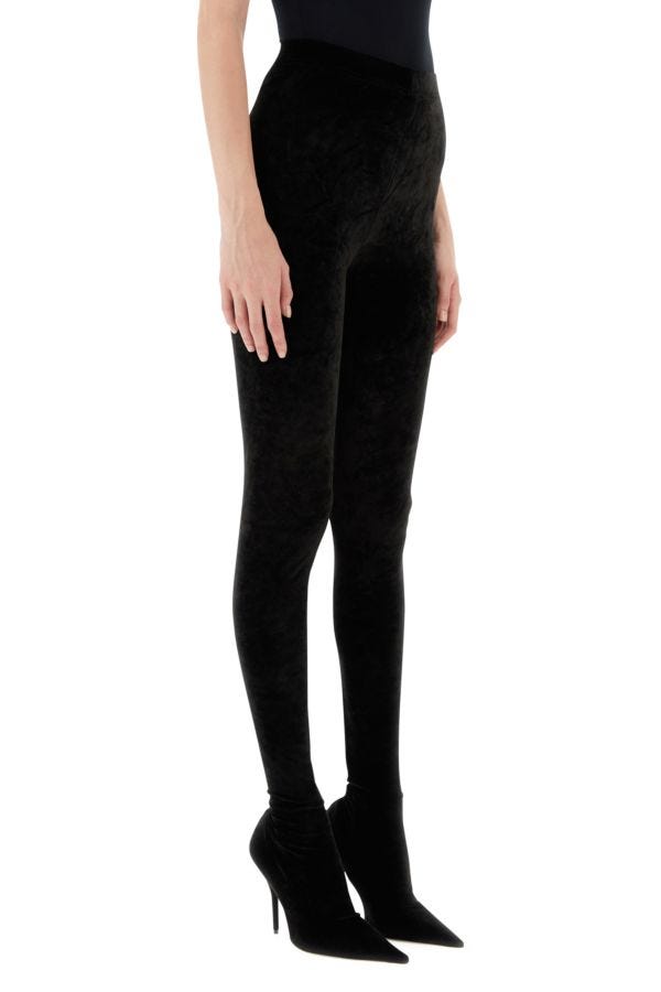 BALENCIAGA | Black fluid velvet jersey Knife pantaleggings