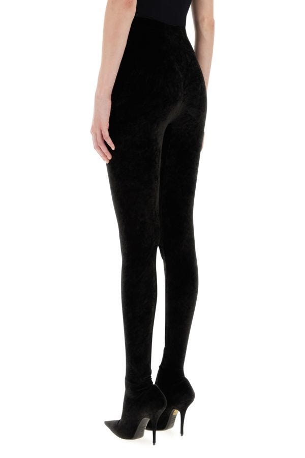 BALENCIAGA | Black fluid velvet jersey Knife pantaleggings