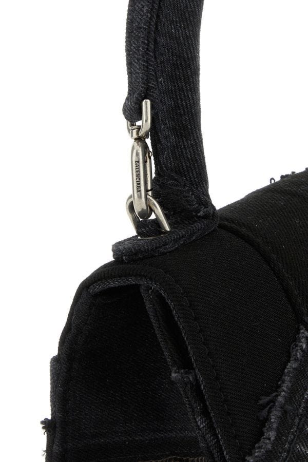 BALENCIAGA | Black denim small Hourglass handbag