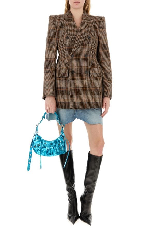 BALENCIAGA | Turquoise nappa leather Le Cagole XS shoulder bag