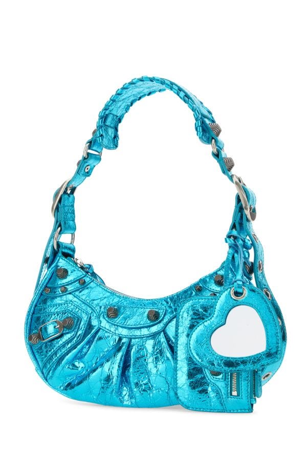 BALENCIAGA | Turquoise nappa leather Le Cagole XS shoulder bag