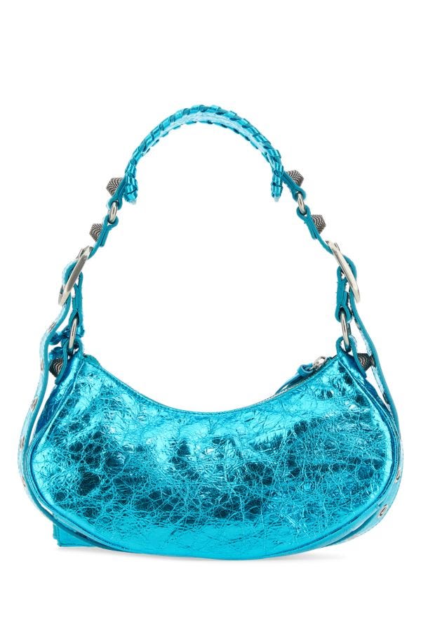 BALENCIAGA | Turquoise nappa leather Le Cagole XS shoulder bag