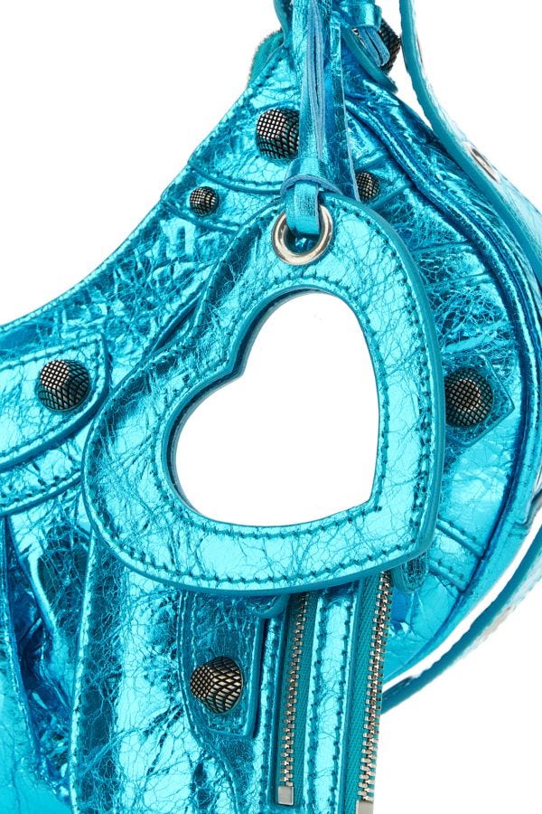 BALENCIAGA | Turquoise nappa leather Le Cagole XS shoulder bag