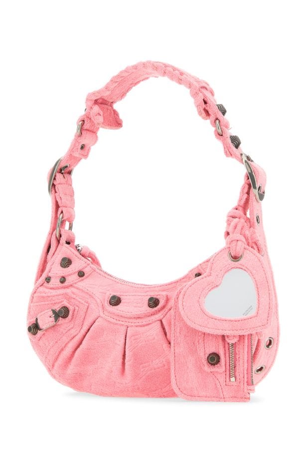 BALENCIAGA | Pink terry fabric Le Cagole XS shoulder bag