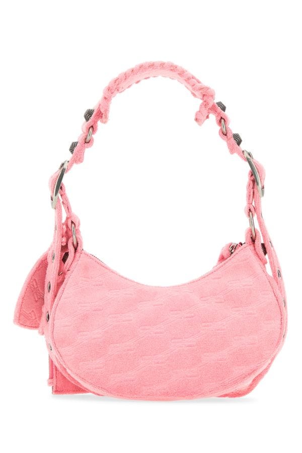 BALENCIAGA | Pink terry fabric Le Cagole XS shoulder bag