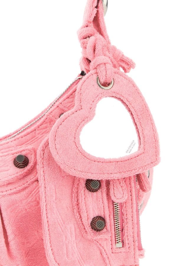 BALENCIAGA | Pink terry fabric Le Cagole XS shoulder bag