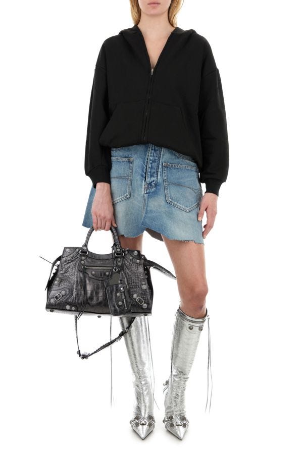 BALENCIAGA | Lead leather Neo Cagole City handbag